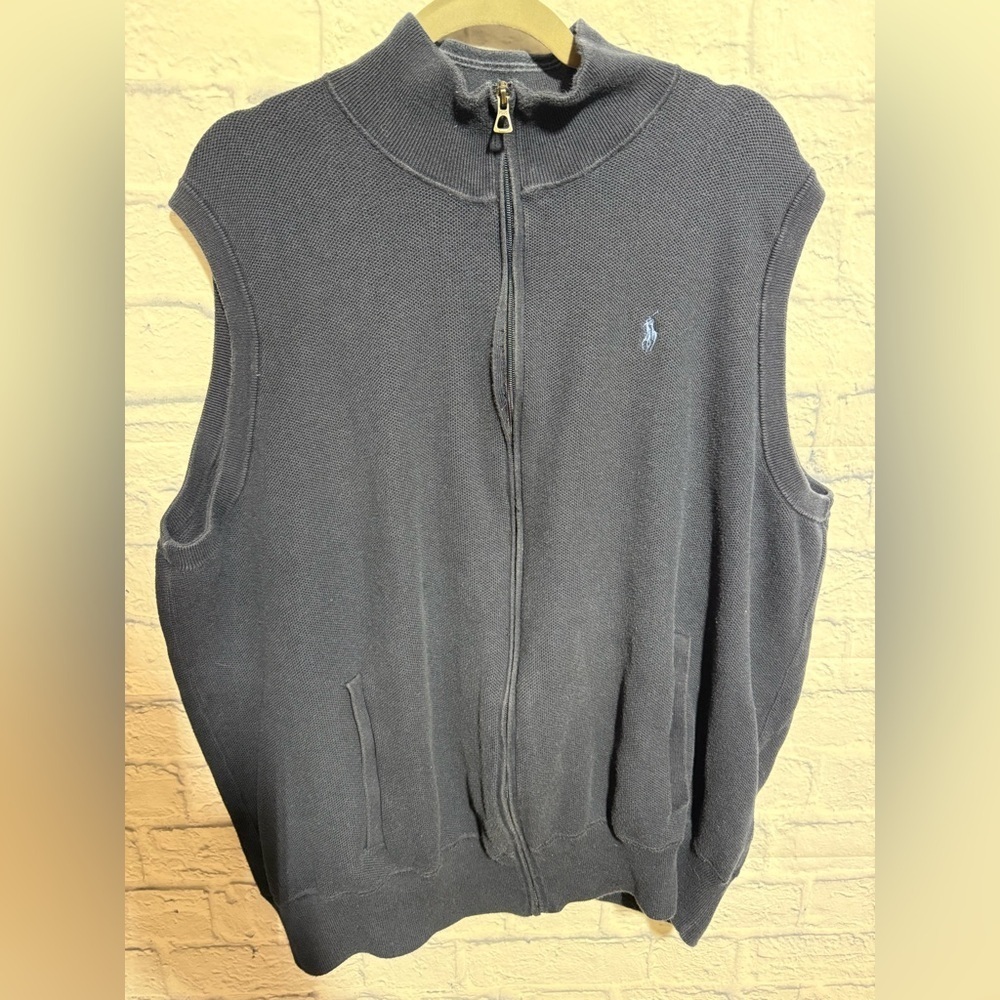 Men's Polo Ralph Lauren Navy Zip-Up Sweater Vest, Size 3XB - Picture 2 of 11